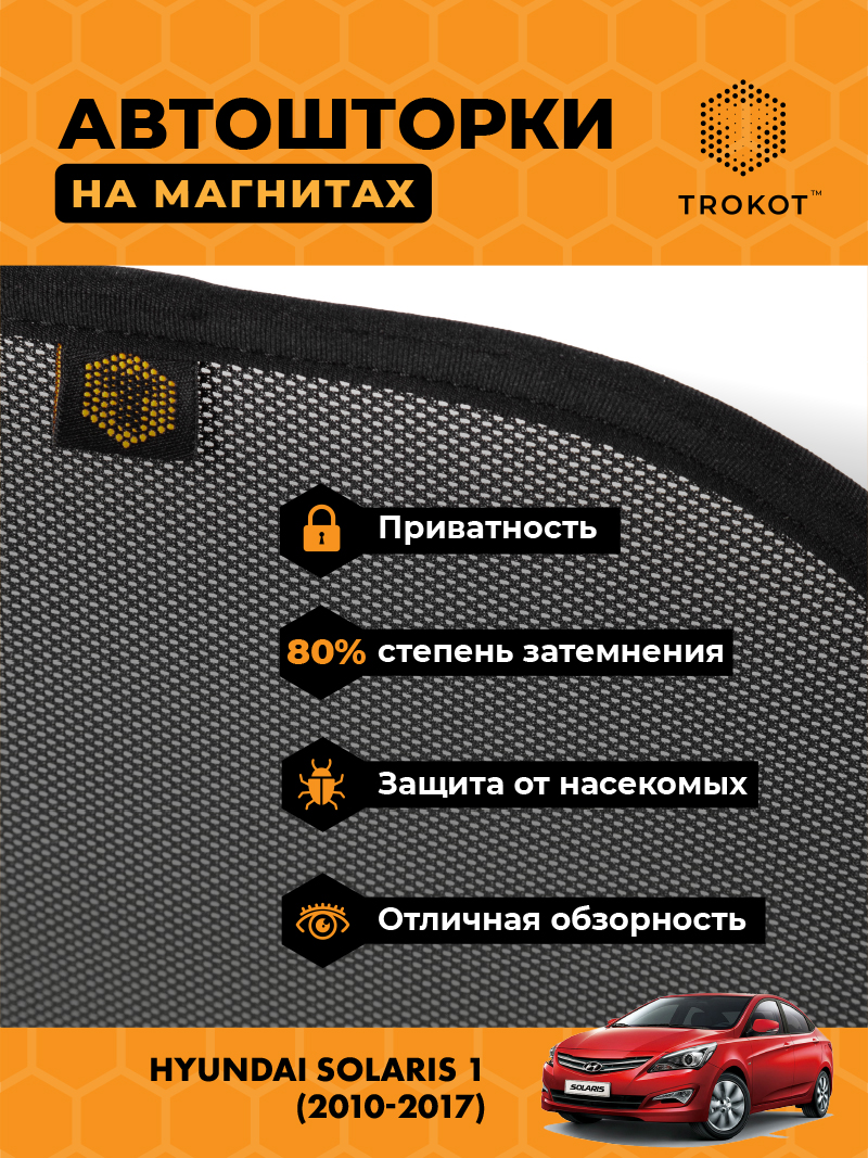 Автомобильные шторки Hyundai Solaris (1) (2010-2017) Хэтчбек 5 дв Комплект на передние двери STANDART